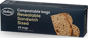 BioBag 100% Certified Compostable Resealable Sandwich Bags, 25 Count, Perfect for Lunches, Snacks, and On The Go Green BioBag 100% Certified Compostable Resealable Sandwich Bags, 25 Count, Perfect for Lunches, Snacks, and On The Go Green