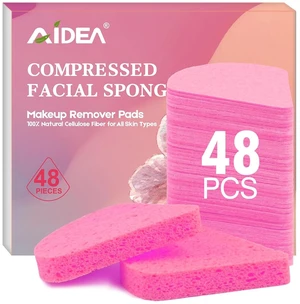 AIDEA Compressed Facial Sponges-48Count, Disposable Face Sponges, Pink AIDEA Compressed Facial Sponges-48Count, Disposable Face Sponges, Pink