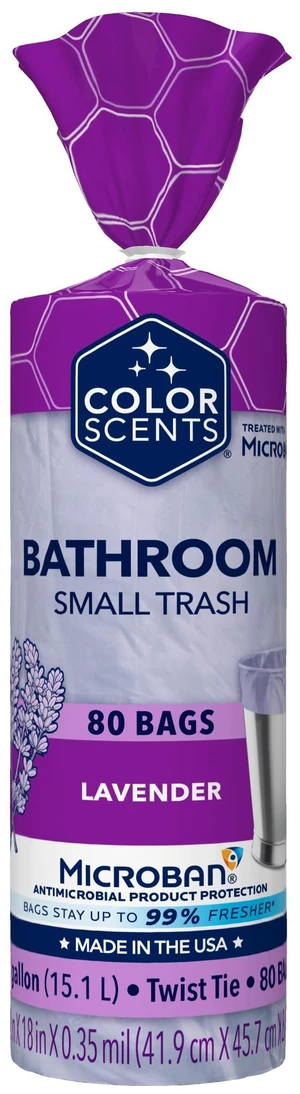 Color Scents 4 Gallon Small Trash Bags Twist Tie 80 Count Lavender Color Scents 4 Gallon Small Trash Bags Twist Tie 80 Count Lavender