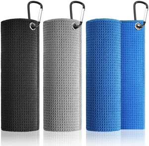 3 Pack Golf Towels (16"x16") with Carabiners, Durable Microfiber 3 Pack Golf Towels (16"x16") with Carabiners, Durable Microfiber