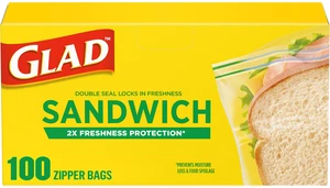 Glad Zipper Food Storage Plastic Bags, Sandwich, 100 Count (Package May Vary) Glad Zipper Food Storage Plastic Bags, Sandwich, 100 Count (Package May Vary)