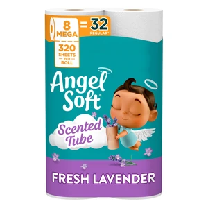 Angel Soft Toilet Paper, Fresh Lavender Scented Tube, 8 Mega Rolls, 2-Ply Angel Soft Toilet Paper, Fresh Lavender Scented Tube, 8 Mega Rolls, 2-Ply