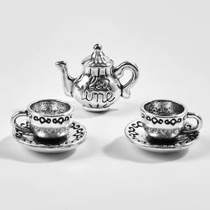 Miniature Tea Cup Set 1:12 Dollhouse Vintage Metal Teapot Coffee Shop Kitchen Accessories Decor, Mini Cups and Teapot 3 Pcs Miniature Tea Cup Set 1:12 Dollhouse Vintage Metal Teapot Coffee Shop Kitchen Accessories Decor, Mini Cups and Teapot 3 Pcs
