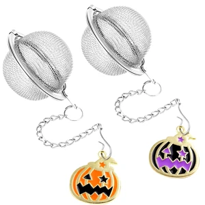 Halloween 2PC Tea Infuser, 2.1 inch Tea Ball with Pumpkin Ornaments Halloween 2PC Tea Infuser, 2.1 inch Tea Ball with Pumpkin Ornaments