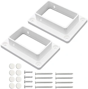 2 x 3.5 White Vinyl Fence Brackets, Slotted Handrail Bracket Kit with Screws for Decking Railing, Mount to Wall or Other Vertical Flat Surface, Pack of 2 2 x 3.5 White Vinyl Fence Brackets, Slotted Handrail Bracket Kit with Screws for Decking Railing, Mount to Wall or Other Vertical Flat Surface, Pack of 2