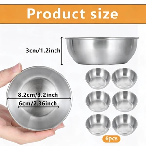 6 Pack Small Stainless Steel Bowl Mini Stainless Steel Bowls Sauce Dishes Metal Dipping Bowls for Side Dishes, Appetizer, Dips, Sushi, Snacks, Dishwasher Safe, Silver 6 Pack Small Stainless Steel Bowl Mini Stainless Steel Bowls Sauce Dishes Metal Dipping Bowls for Side Dishes, Appetizer, Dips, Sushi, Snacks, Dishwasher Safe, Silver