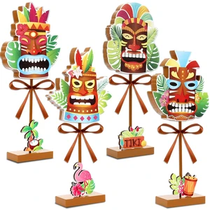 4Pcs Hawaiian Luau Wooden Table Decor Tiki Themed Standing Wood Sign | Tiki Bar Theme Centerpiece , Tropical Aloha Wooden Tabletop Sign, Brown Tiered Tray Decor , for Home Office Party Supplies 4Pcs Hawaiian Luau Wooden Table Decor Tiki Themed Standing Wood Sign | Tiki Bar Theme Centerpiece , Tropical Aloha Wooden Tabletop Sign, Brown Tiered Tray Decor , for Home Office Party Supplies