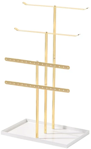 Necklace Bracelet Earring Holder Stand, Multi-Use Jewelry Display Organizer with Tray, T-Bar Metal Jewellery Organizer Stand, Jewelry Hanger Tower Rack for Women (Gold) Necklace Bracelet Earring Holder Stand, Multi-Use Jewelry Display Organizer with Tray, T-Bar Metal Jewellery Organizer Stand, Jewelry Hanger Tower Rack for Women (Gold)