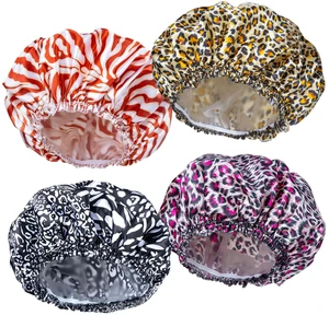 Shower Caps for Women, 4 PCS Reusable Waterproof Bath Cap | Double Layer, Washable, Wide Elastic Band, Holds Long Hair, Caps for Bath Accessories, Spa, Travel Home - Printed Color Shower Caps for Women, 4 PCS Reusable Waterproof Bath Cap | Double Layer, Washable, Wide Elastic Band, Holds Long Hair, Caps for Bath Accessories, Spa, Travel Home - Printed Color