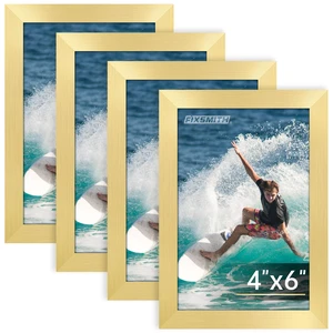 4x6 Picture Frame Bulk-4 Pack, Gold Picture Frames Collage Wall Decor, Wall & Tabletop Picture Frames, Photo Frame 4x6 with HD Plexiglass 4x6 Picture Frame Bulk-4 Pack, Gold Picture Frames Collage Wall Decor, Wall & Tabletop Picture Frames, Photo Frame 4x6 with HD Plexiglass