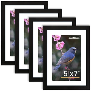 5x7 Picture Frame Set of 4, Photo Frame with HD Plexiglass, Display Pictures 4x6 with Mat or 5x7 Without Mat Multi Picture Frames Collage for Tabletop or Wall Display, Black 5x7 Picture Frame Set of 4, Photo Frame with HD Plexiglass, Display Pictures 4x6 with Mat or 5x7 Without Mat Multi Picture Frames Collage for Tabletop or Wall Display, Black