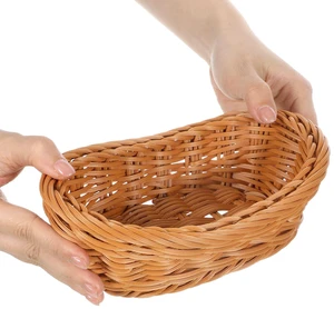 Small Woven Bread Baskets, 7.8 x 4.9 x 2.9 Inch Wicker Serving Basket | for Serving Fruits Vegetables Kitchen Restaurant Display Centerpiece Storing Bread Harvest Season (Brown) Small Woven Bread Baskets, 7.8 x 4.9 x 2.9 Inch Wicker Serving Basket | for Serving Fruits Vegetables Kitchen Restaurant Display Centerpiece Storing Bread Harvest Season (Brown)