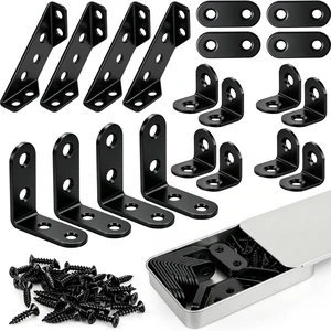 20 Pack L Bracket Corner Brace Kit, 4 Sizes Stainless Steel Corner Bracket | 90 Degree Right Angle Bracket, Furniture Corner Connector, Black Metal L Brackets for Wood Shelves Cabinet Chair, 68 Screws 20 Pack L Bracket Corner Brace Kit, 4 Sizes Stainless Steel Corner Bracket | 90 Degree Right Angle Bracket, Furniture Corner Connector, Black Metal L Brackets for Wood Shelves Cabinet Chair, 68 Screws