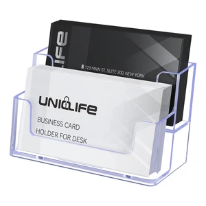 Acrylic Business Card Holder for Desk, 2 Slots, 120 Card Capacity | Clear Business Card Display Stand for Men & Women Desktop Business Card Organizer Card Stand for Office Home Exhibition Acrylic Business Card Holder for Desk, 2 Slots, 120 Card Capacity | Clear Business Card Display Stand for Men & Women Desktop Business Card Organizer Card Stand for Office Home Exhibition
