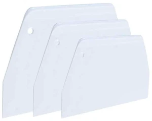 Luckycivia 3-Piece Trapezoidal Plastic Scraper - Multi-Function Kitchen Tool for Pizza Dough, Pastry, Cake (White) Luckycivia 3-Piece Trapezoidal Plastic Scraper - Multi-Function Kitchen Tool for Pizza Dough, Pastry, Cake (White)