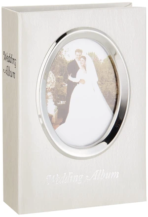 Photo Albums 100-Pocket Moire Cover Album with Silvertone Oval Frame and Wedding Album Text for 4 by 6-Inch Prints, Ivory Photo Albums 100-Pocket Moire Cover Album with Silvertone Oval Frame and Wedding Album Text for 4 by 6-Inch Prints, Ivory