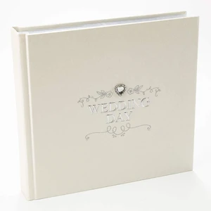 Ivory Wedding Day Photo Album in Silver Plated Text and Diamante Heart Jewel with Beautiful Floral Decoration - Ideal Wedding Gift Ivory Wedding Day Photo Album in Silver Plated Text and Diamante Heart Jewel with Beautiful Floral Decoration - Ideal Wedding Gift