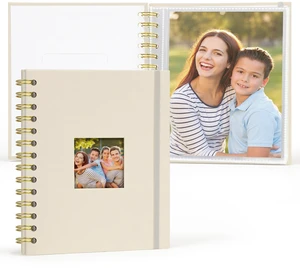 5x7 Photo Album Small Slip In Picture Book with 20 Pockets,Beige | Front Display Window, Elastic Band, Fabric Cover, Portable Travel Size, Family Baby Wedding Keepsake, Gold Spiral Binding 5x7 Photo Album Small Slip In Picture Book with 20 Pockets,Beige | Front Display Window, Elastic Band, Fabric Cover, Portable Travel Size, Family Baby Wedding Keepsake, Gold Spiral Binding