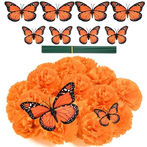 Marigold Heads Bulk and 12 Monarch Butterfly for Dia De Los Muertos Diwali Decorations for Home Wreath Garland DIY Day of The Dead Altar Decor Orange Marigold Heads Bulk and 12 Monarch Butterfly for Dia De Los Muertos Diwali Decorations for Home Wreath Garland DIY Day of The Dead Altar Decor Orange