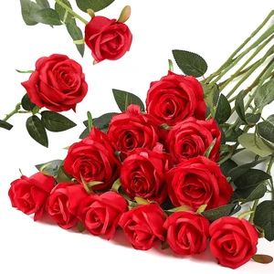 12PCS Artificial Silk Flowers Realistic Roses Bouquet Long Stem for Home Wedding Decoration Party (Red, 6 Flowers 6 Buds) 12PCS Artificial Silk Flowers Realistic Roses Bouquet Long Stem for Home Wedding Decoration Party (Red, 6 Flowers 6 Buds)