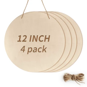 12 Inch Unfinished Wood Circles for Crafts, Wood Rounds Plaques for Cricut Crafts, Wooden Discs for Door Hanger Sign, Painting, Wood Burning, Christmas Home Décor(4Pcs Circle with Holes) 12 Inch Unfinished Wood Circles for Crafts, Wood Rounds Plaques for Cricut Crafts, Wooden Discs for Door Hanger Sign, Painting, Wood Burning, Christmas Home Décor(4Pcs Circle with Holes)
