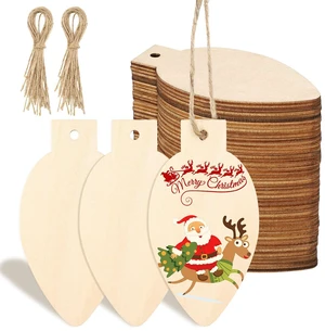 50 Pcs Unfinished Wood Christmas Ornaments for Crafts | Blank DIY Crafts for Painting, Pre-drilled with Rope, for Xmas Tree Hanging, Home Party Holiday Decorations, Light Bulb Shape 50 Pcs Unfinished Wood Christmas Ornaments for Crafts | Blank DIY Crafts for Painting, Pre-drilled with Rope, for Xmas Tree Hanging, Home Party Holiday Decorations, Light Bulb Shape