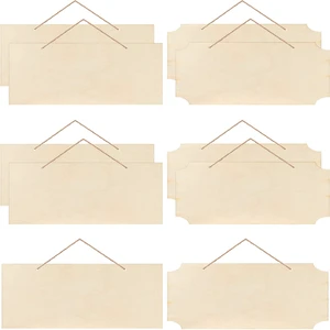 10 Pcs Blank Wood Signs Unfinished Plaques with Ropes,2 Styles | 9.8x3.9 Inch Rectangle Wooden Plaques, 2 Edge Styles for Painting Writing, Hanging Banners for DIY Home Crafts Party Decor 10 Pcs Blank Wood Signs Unfinished Plaques with Ropes,2 Styles | 9.8x3.9 Inch Rectangle Wooden Plaques, 2 Edge Styles for Painting Writing, Hanging Banners for DIY Home Crafts Party Decor