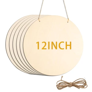 6 Pack Round Wooden Discs, Unfinished Wood Circles for Crafts DIY Projects Painting, Holiday Decorations Wooden Door Hanger Signs, 12 Inch 6 Pack Round Wooden Discs, Unfinished Wood Circles for Crafts DIY Projects Painting, Holiday Decorations Wooden Door Hanger Signs, 12 Inch