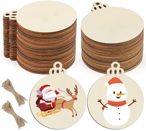 50 PCS Wooden Christmas Ornaments, 3 in Unfinished Wood Slice for Craft DIY | Blank Round Wood Ornament, Wooden Circle Bulk, Paintable, Make Your Own Ornaments to Decorate Xmas Tree 50 PCS Wooden Christmas Ornaments, 3 in Unfinished Wood Slice for Craft DIY | Blank Round Wood Ornament, Wooden Circle Bulk, Paintable, Make Your Own Ornaments to Decorate Xmas Tree