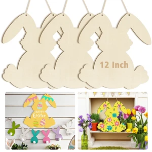 12" Wooden DIY Blank Unfinished Round Wood Discs Ornament Happy Easter Bunny Door Sign Door Hanging Sign Plaque Crafts Hanging Decorations 3PCS 12" Wooden DIY Blank Unfinished Round Wood Discs Ornament Happy Easter Bunny Door Sign Door Hanging Sign Plaque Crafts Hanging Decorations 3PCS