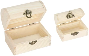 2 Pcs Unfinished Wooden Treasure Box for DIY Crafts (Large+Small) | Small Wood Storage Box, with Hinged Lid, for Jewelry & Keepsakes, Gift for Home Decor 2 Pcs Unfinished Wooden Treasure Box for DIY Crafts (Large+Small) | Small Wood Storage Box, with Hinged Lid, for Jewelry & Keepsakes, Gift for Home Decor