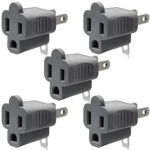 2 to 3 Prong Outlet Adapter, 3 to 2 Prong Converter - Polarized Grounding Plug Adapter, ETL Listed, 5 Pack, Gray 2 to 3 Prong Outlet Adapter, 3 to 2 Prong Converter - Polarized Grounding Plug Adapter, ETL Listed, 5 Pack, Gray
