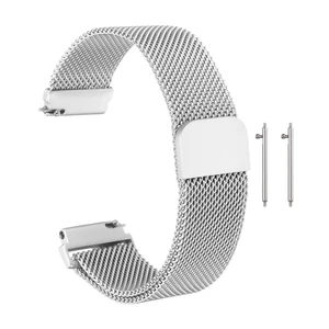 Stainless Steel Mesh Watch Band 16mm Quick Release Metal Replacement Watch Strap with Magnetic Buckle for Men Women, Silver Tone Stainless Steel Mesh Watch Band 16mm Quick Release Metal Replacement Watch Strap with Magnetic Buckle for Men Women, Silver Tone