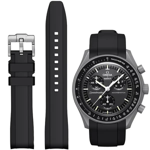 MoonSwatch Watch,Curved Silicon Replacement Band Compatible With Omega X Swatch Speedmaster Moonswatch 20mm,Soft 22mm Strap for Men Women (Black, 20mm) MoonSwatch Watch,Curved Silicon Replacement Band Compatible With Omega X Swatch Speedmaster Moonswatch 20mm,Soft 22mm Strap for Men Women (Black, 20mm)