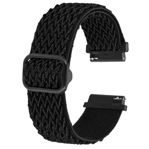 Stretchy Nylon Watch Band, Adjustable Buckle Loop Bands, Quick Release, Elastic Braided Nylon Strap 16mm, Black Stretchy Nylon Watch Band, Adjustable Buckle Loop Bands, Quick Release, Elastic Braided Nylon Strap 16mm, Black