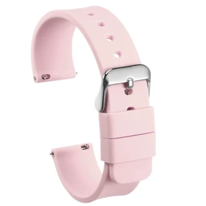 Silicone Watch Band 14mm Width Quick Release Soft Rubber Replacement Watch Strap with Stainless Steel Buckle for Men Women, Pink Silicone Watch Band 14mm Width Quick Release Soft Rubber Replacement Watch Strap with Stainless Steel Buckle for Men Women, Pink