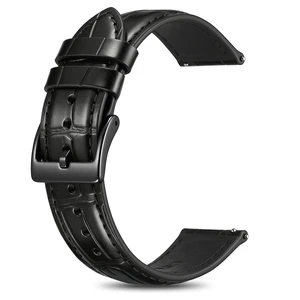 22mm Premium Leather Watch Band for Men, Alligator-Embossed, Black | Genuine cowhide alligator-scale texture, Quick release spring bars, Black stainless buckle, Fits most watches & smartwatches 22mm Premium Leather Watch Band for Men, Alligator-Embossed, Black | Genuine cowhide alligator-scale texture, Quick release spring bars, Black stainless buckle, Fits most watches & smartwatches