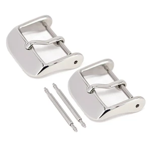 2 Pack Watch Straps Bands Buckle Replacement, Watch Band Clasp, Choice of Color and Size, Vacuum PVD Finish, (20mm, Silver) 2 Pack Watch Straps Bands Buckle Replacement, Watch Band Clasp, Choice of Color and Size, Vacuum PVD Finish, (20mm, Silver)