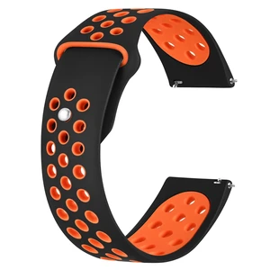 Watch Bands for Men and Women, Ventilated Silicone Watch Straps, Quick Release Sport Loop Band, 22mm, Black/Orange Watch Bands for Men and Women, Ventilated Silicone Watch Straps, Quick Release Sport Loop Band, 22mm, Black/Orange