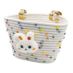 Kids Bike Basket, Hand-Woven Cotton Rope Front Bicycle Basket for Girls & Boys, Cute Childrens Bike Accessories for Balance Bikes and Scooters(White) Kids Bike Basket, Hand-Woven Cotton Rope Front Bicycle Basket for Girls & Boys, Cute Childrens Bike Accessories for Balance Bikes and Scooters(White)