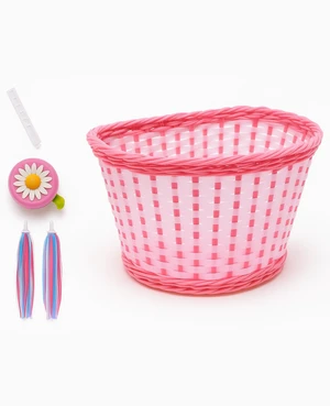 Girls Bike Basket with Daisy Bell & Streamers, 12-16 in, Pink | Woven handlebar carrier for children, suits 12 to 16 inch rides, fun accessory for little riders, holiday present, easy mount Girls Bike Basket with Daisy Bell & Streamers, 12-16 in, Pink | Woven handlebar carrier for children, suits 12 to 16 inch rides, fun accessory for little riders, holiday present, easy mount