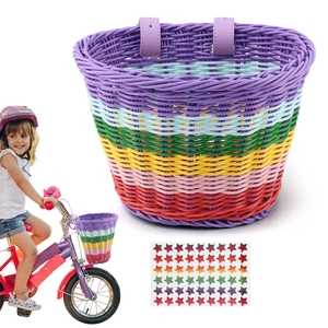 Bike Basket Kids Front, Rainbow Hand-Woven Bicycle Front Basket, Multi-Color Boys Girls Front Bicycle Basket Tricycle Cruiser Bikes & Folding Bike Basket for Kids Adults(Rainbow) Bike Basket Kids Front, Rainbow Hand-Woven Bicycle Front Basket, Multi-Color Boys Girls Front Bicycle Basket Tricycle Cruiser Bikes & Folding Bike Basket for Kids Adults(Rainbow)