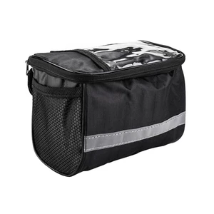Collapsible Bike Basket, Large Capacity Bike Handlebar Bag, Multi-Purpose Detachable Bicycle Front Basket, Front Storage Bag with Reflective Strip for Shopping Commuter Pet Camping Outdoor Black Collapsible Bike Basket, Large Capacity Bike Handlebar Bag, Multi-Purpose Detachable Bicycle Front Basket, Front Storage Bag with Reflective Strip for Shopping Commuter Pet Camping Outdoor Black