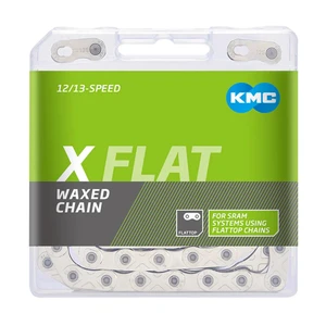 Waxed XFLAT Flat-Top High-Performance Bicycle Chain, Silver | Compatible with modern SRAM 12/13-speed drivetrains for a narrower chain while still providing high strength and durability Waxed XFLAT Flat-Top High-Performance Bicycle Chain, Silver | Compatible with modern SRAM 12/13-speed drivetrains for a narrower chain while still providing high strength and durability