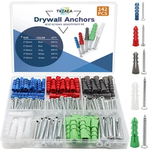 Tkiaea Drywall Anchors and Screws Kit 142Pcs, Wall Anchors and Screws for Drywall, Including 5 Different Sizes Tkiaea Drywall Anchors and Screws Kit 142Pcs, Wall Anchors and Screws for Drywall, Including 5 Different Sizes