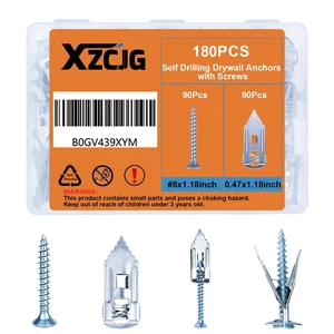 Self Drilling Drywall Anchors with Screws for Shelf, Mirror,Picture Frames | 180 pcs,No Drilling,Mess Free,Mini Damage,Carbon steel,Hold on 66 Pound Self Drilling Drywall Anchors with Screws for Shelf, Mirror,Picture Frames | 180 pcs,No Drilling,Mess Free,Mini Damage,Carbon steel,Hold on 66 Pound