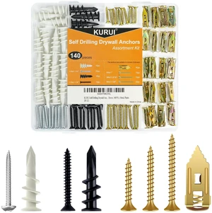 Self Drilling Drywall Anchors Assortment Kit 140Pcs, 30 Sets Heavy Duty Plastic Expansion Anchor and 40 Sets Drywall Grip Anchors and Screws, for Hanging Wall Decor,Picture Frames,Shelves Self Drilling Drywall Anchors Assortment Kit 140Pcs, 30 Sets Heavy Duty Plastic Expansion Anchor and 40 Sets Drywall Grip Anchors and Screws, for Hanging Wall Decor,Picture Frames,Shelves