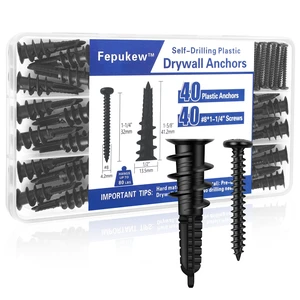 80PCS Self-Drilling #8 Drywall Anchors & Screws Set - Heavy-Duty Nylon+Glass Fiber, 80 LBS Load Capacity, Pre-Drill-Free, for Hanging Shelves/TV/Pictures - 40 Anchors + 40 Screws with Storage Case 80PCS Self-Drilling #8 Drywall Anchors & Screws Set - Heavy-Duty Nylon+Glass Fiber, 80 LBS Load Capacity, Pre-Drill-Free, for Hanging Shelves/TV/Pictures - 40 Anchors + 40 Screws with Storage Case