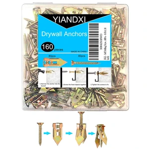 160Pcs Self Drilling Drywall Anchors with Screws Kit,Upgraded Metal & Heavy Duty Sheetrock Anchors,Easy to Install,for Picture Frames, Shelves,TV,Curtains, Mirrors,Clocks & Home Decor 160Pcs Self Drilling Drywall Anchors with Screws Kit,Upgraded Metal & Heavy Duty Sheetrock Anchors,Easy to Install,for Picture Frames, Shelves,TV,Curtains, Mirrors,Clocks & Home Decor