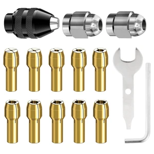 0.8-3.2mm Shank Replacement 4486 Rotary Tool Keyless Quick Change Chuck Accessory with Replacement 4485 Brass Collet Metal Nut 0.8-3.2mm Shank Replacement 4486 Rotary Tool Keyless Quick Change Chuck Accessory with Replacement 4485 Brass Collet Metal Nut
